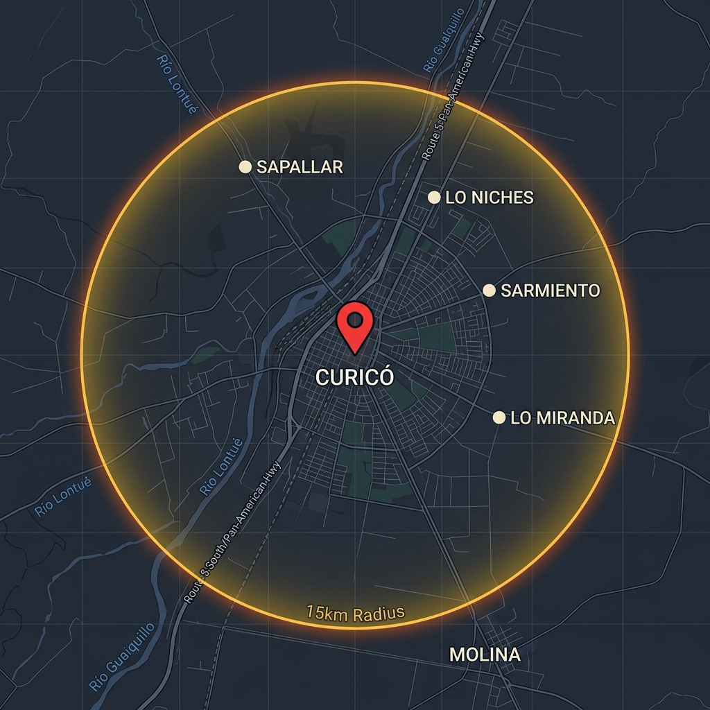 Mapa de cobertura Jose Barber — Curicó y alrededores